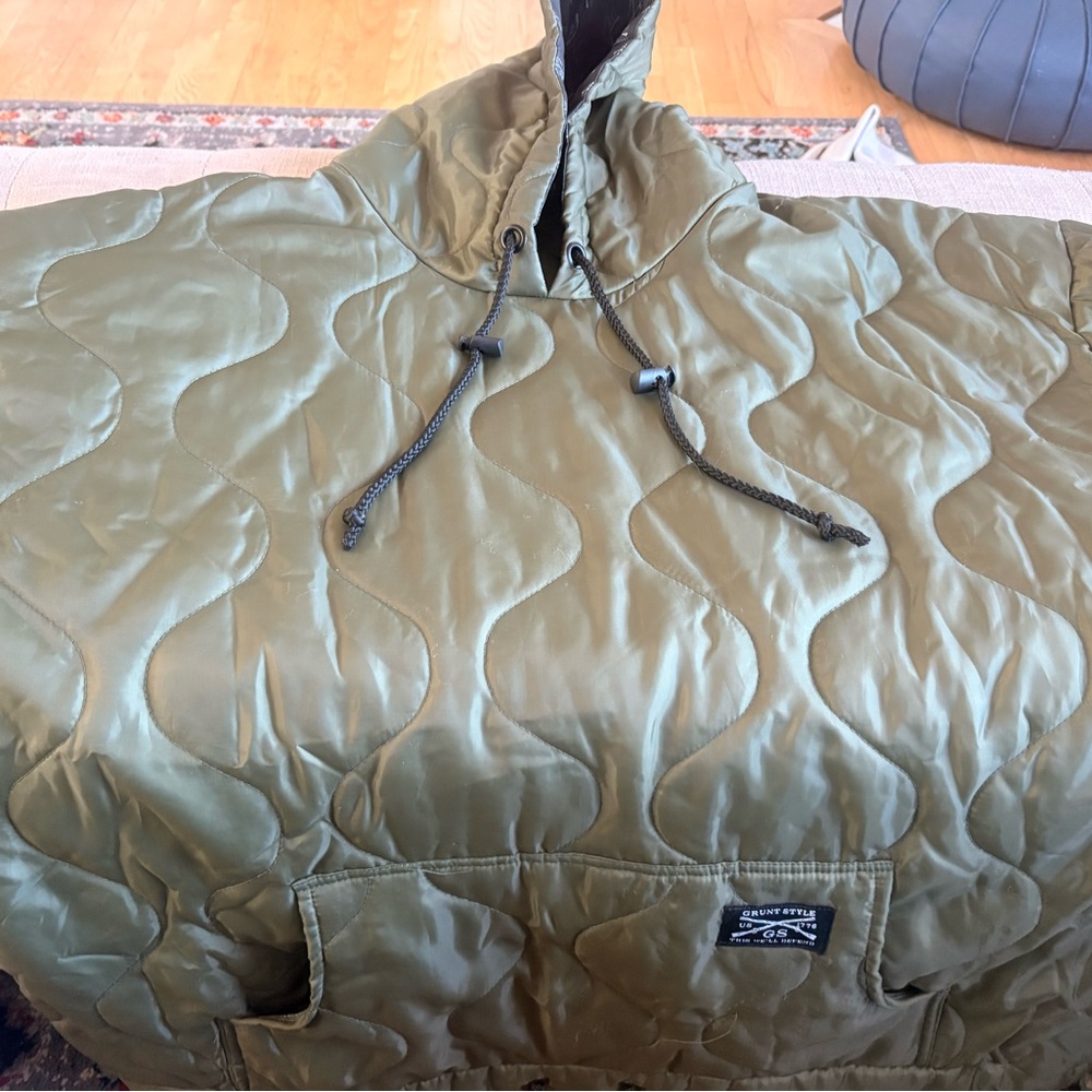 Grunt Style Olive TAC WOOBIE PULLOVER HOODIE - MILITARY GREEN (XL) (used)